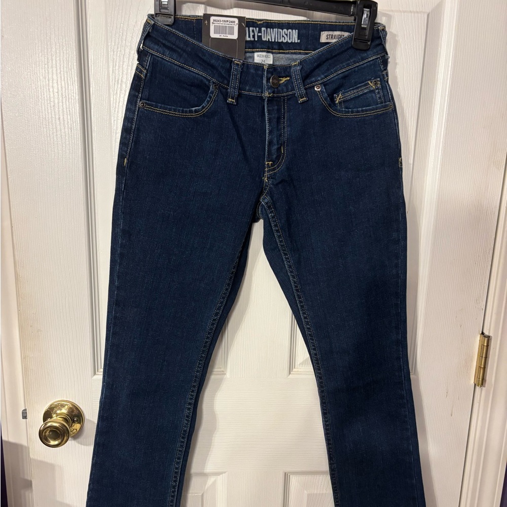 Harley-Davidson Blue Denim Jeans Sz 00/26  length New!